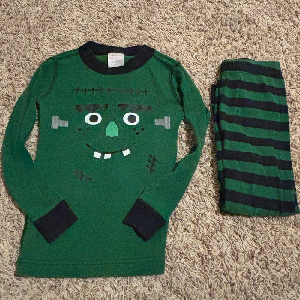 Hanna Andersson Halloween Pajamas Frankenstein Stripe Design Size 4T